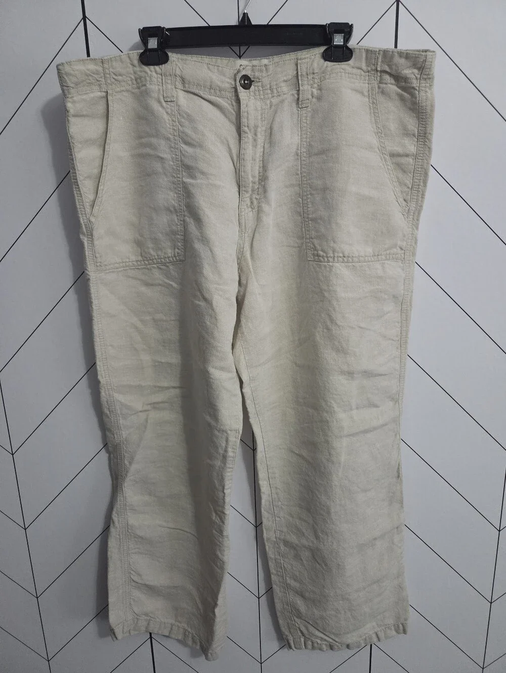 Men's Old Navy 100% Linen Pants, Size XL. Sandy Beige, Drawstring, Pockets